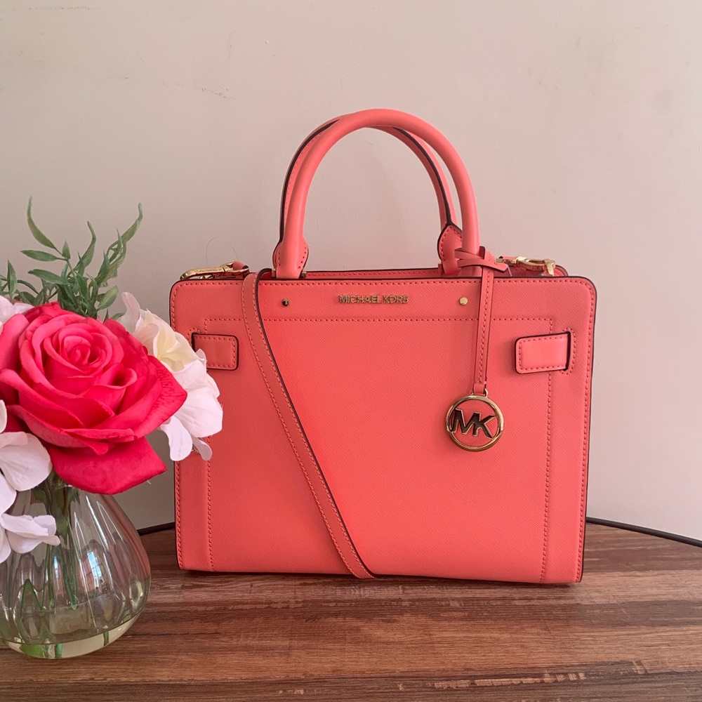 Michael Kors Rayne Medium Satchel Grapefruit Pink